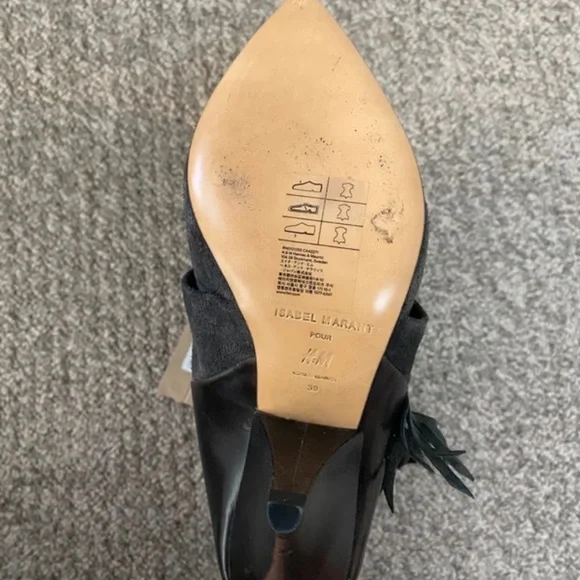 Isabel Marant Charcoal Fringed Heeled Boots - Picture 7 of 8